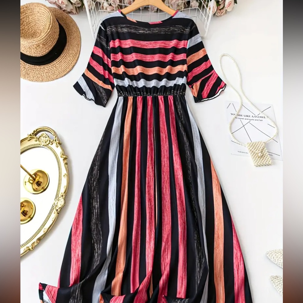 Striped Multicolor Maxi Dress